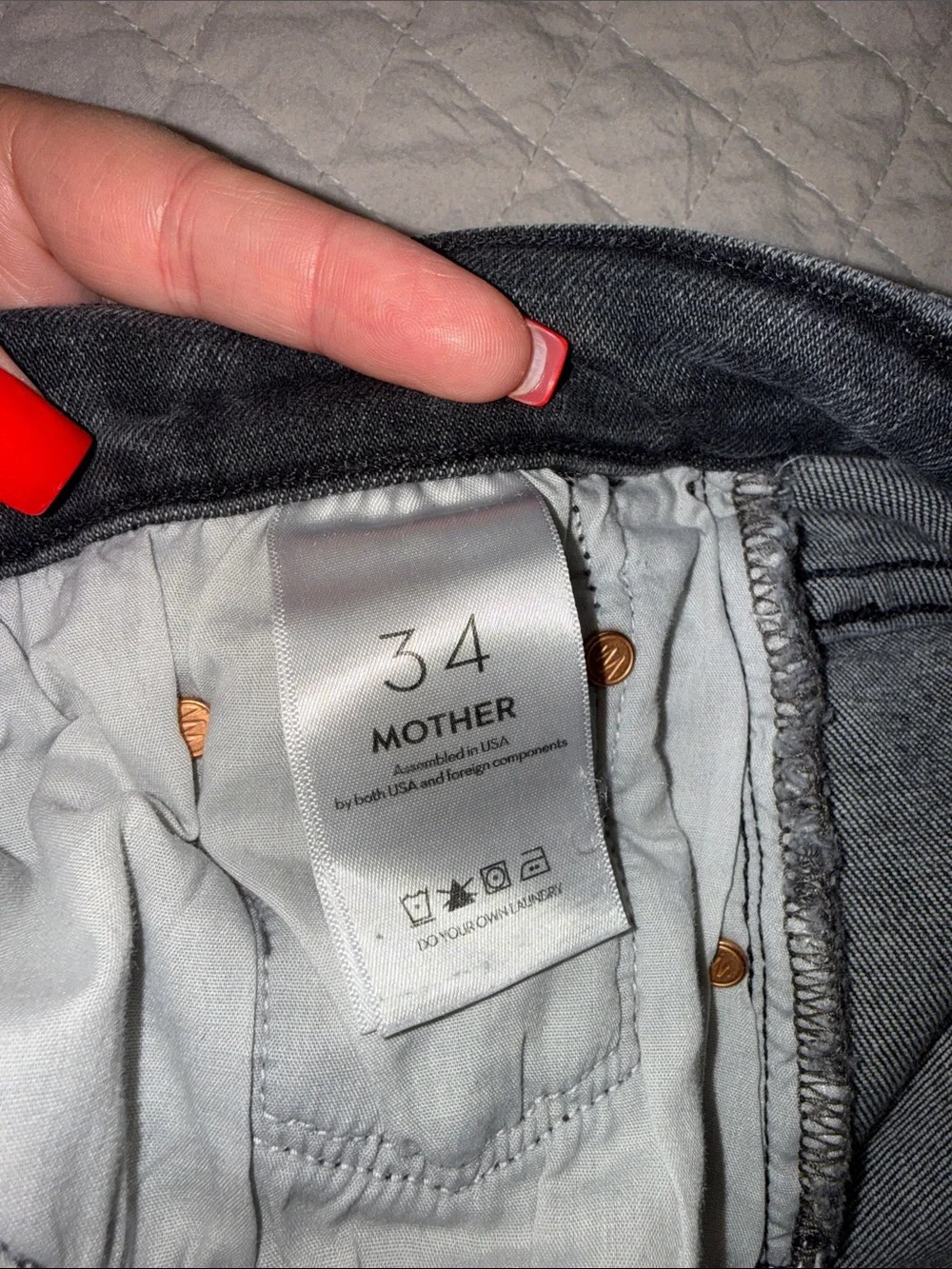 MOTHER High Rise Gray Washed Jeans